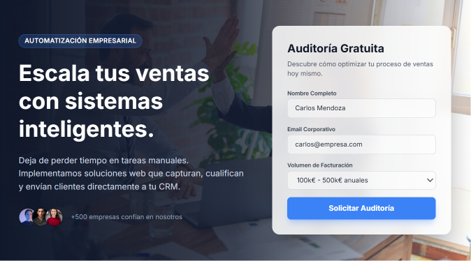 Ejemplo de landing de captación B2B